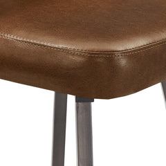 Side Chairs, Set of 2, Brown Upholstered, Matte Black Metal Legs