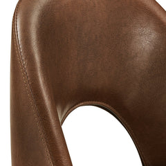 Side Chairs, Set of 2, Brown Upholstered, Matte Black Metal Legs