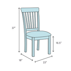 Side Chairs, Set of 2, Caramel Solid Wood with Slat Back