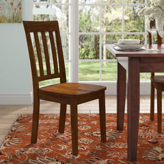 Side Chairs, Set of 2, Caramel Solid Wood with Slat Back