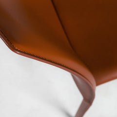 Side Chairs, Set of 2, Cognac Faux Leather with Metal Frame