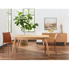 Side Chairs, Set of 2, Cognac Faux Leather with Metal Frame