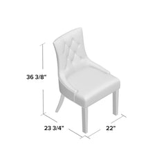 Side Chairs, Set of 2, Cream Upholstered with Rustic Black Birch Legs