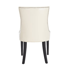 Side Chairs, Set of 2, Cream Upholstered with Rustic Black Birch Legs