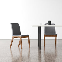 Side Chairs, Set of 2, Dark Gray Polyester, Solid Rubberwood Frame