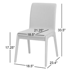 Side Chairs, Set of 2, Dark Gray Polyester, Solid Rubberwood Frame