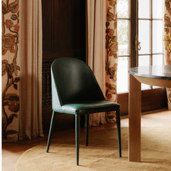 Side Chairs, Set of 2, Dark Teal Faux Leather, Metal Legs