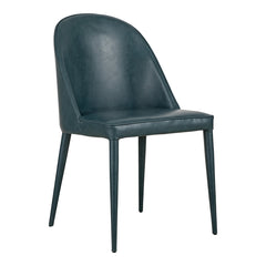 Side Chairs, Set of 2, Dark Teal Faux Leather, Metal Legs