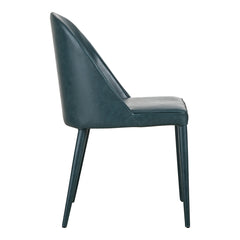 Side Chairs, Set of 2, Dark Teal Faux Leather, Metal Legs