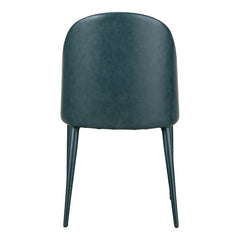 Side Chairs, Set of 2, Dark Teal Faux Leather, Metal Legs