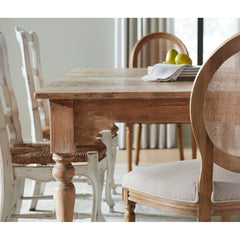 Side Chairs, Set of 2, Distressed White Mahogany with Rush Seat
