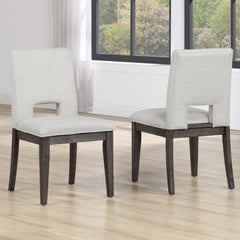Side Chairs, Set of 2, Eggshell White Velvet, Brown Solid Wood Legs