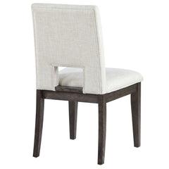 Side Chairs, Set of 2, Eggshell White Velvet, Brown Solid Wood Legs