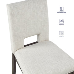Side Chairs, Set of 2, Eggshell White Velvet, Brown Solid Wood Legs