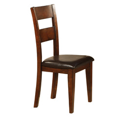 Side Chairs, Set of 2, Faux Leather and Solid Wood, Brown