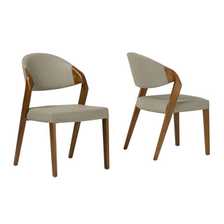 Side Chairs, Set of 2, Faux Leather Upholstery, Walnut Solid Wood Legs