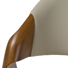 Side Chairs, Set of 2, Faux Leather Upholstery, Walnut Solid Wood Legs
