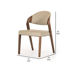 Side Chairs, Set of 2, Faux Leather Upholstery, Walnut Solid Wood Legs