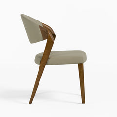 Side Chairs, Set of 2, Faux Leather Upholstery, Walnut Solid Wood Legs