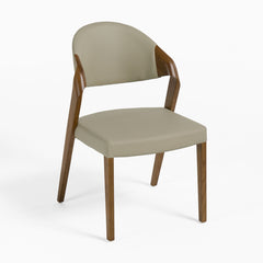 Side Chairs, Set of 2, Faux Leather Upholstery, Walnut Solid Wood Legs