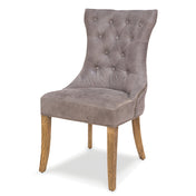 Side Chairs, Set of 2, Genuine Leather, Vintage Gray, Light Brown Solid Wood Legs
