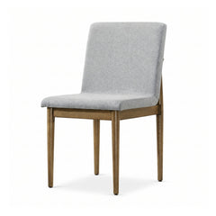 Side Chairs, Set of 2, Gray Fabric, Natural Solid Wood Legs