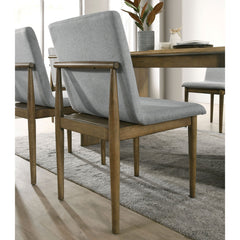 Side Chairs, Set of 2, Gray Fabric, Natural Solid Wood Legs