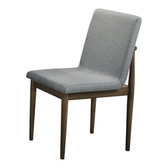 Side Chairs, Set of 2, Gray Fabric, Natural Solid Wood Legs