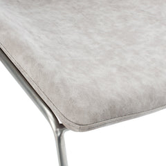 Side Chairs, Set of 2, Gray Faux Leather, Silver Metal Legs