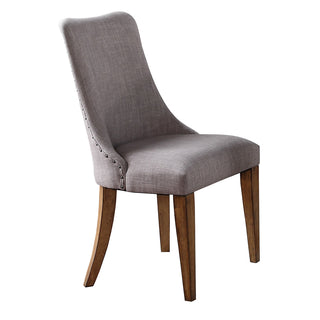 Side Chairs, Set of 2, Gray Upholstery, Light Brown Solid Wood Legs
