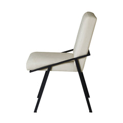 Side Chairs, Set of 2, Ivory Fabric, Black Metal Frame