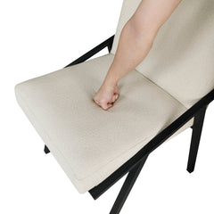 Side Chairs, Set of 2, Ivory Fabric, Black Metal Frame