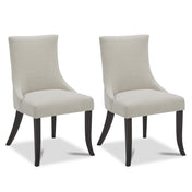 Side Chairs, Set of 2, Linen Fabric with Espresso Wood Legs