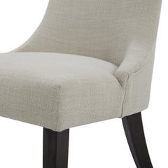 Side Chairs, Set of 2, Linen Fabric with Espresso Wood Legs
