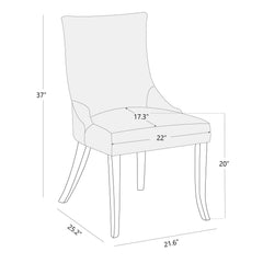 Side Chairs, Set of 2, Linen Fabric with Espresso Wood Legs