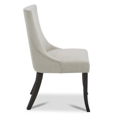 Side Chairs, Set of 2, Linen Fabric with Espresso Wood Legs