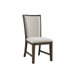 Side Chairs, Set of 2, Polyester Blend Upholstery, Dark Walnut Finish