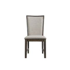 Side Chairs, Set of 2, Polyester Blend Upholstery, Dark Walnut Finish