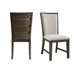 Side Chairs, Set of 2, Polyester Blend Upholstery, Dark Walnut Finish
