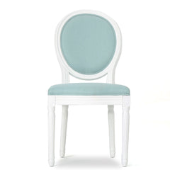 Side Chairs, Set of 2, Polyester Blend Upholstery with White Legs