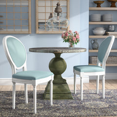 Side Chairs, Set of 2, Polyester Blend Upholstery with White Legs