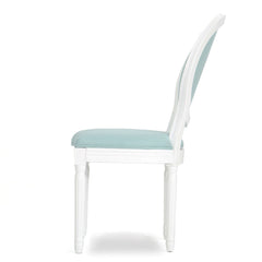 Side Chairs, Set of 2, Polyester Blend Upholstery with White Legs