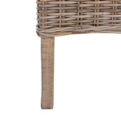 Side Chairs, Set of 2, Rattan and Mango Wood, Natural Unfinished and Rustic Gray