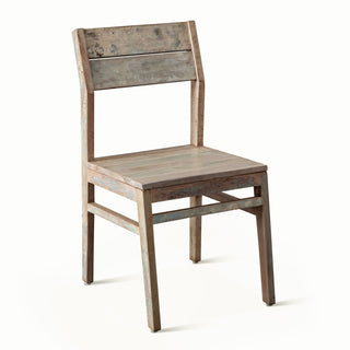 Side Chairs, Set of 2, Reclaimed Teak Wood, Vintage Teal