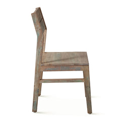 Side Chairs, Set of 2, Reclaimed Teak Wood, Vintage Teal