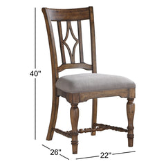 Side Chairs, Set of 2, Solid Acacia Wood, Vintage Brown