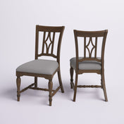 Side Chairs, Set of 2, Solid Acacia Wood, Vintage Brown