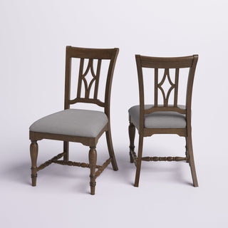Side Chairs, Set of 2, Solid Acacia Wood, Vintage Brown