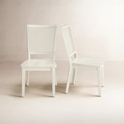 Side Chairs, Set of 2, Solid and Engineered Wood, White Washed