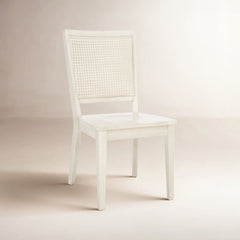 Side Chairs, Set of 2, Solid and Engineered Wood, White Washed